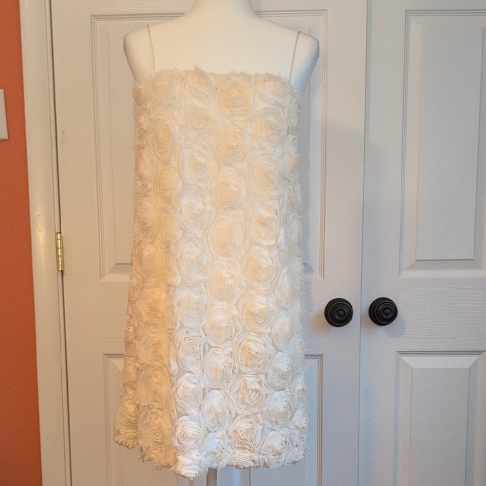 Sunday in Brooklyn Cream Textured Rosette Mini Cocktail Dress